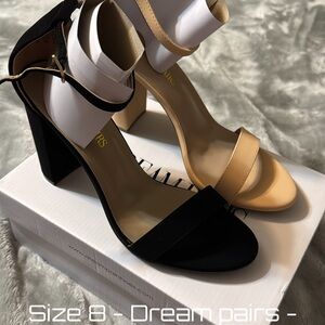 Dream Pairs Women's Black and Beige Heels
